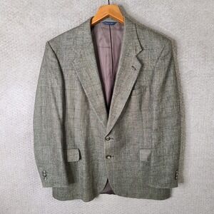 Kuppenheimer Jacket Mens 44L Brown Plaid Blazer Tweed Two Button Wool Coat